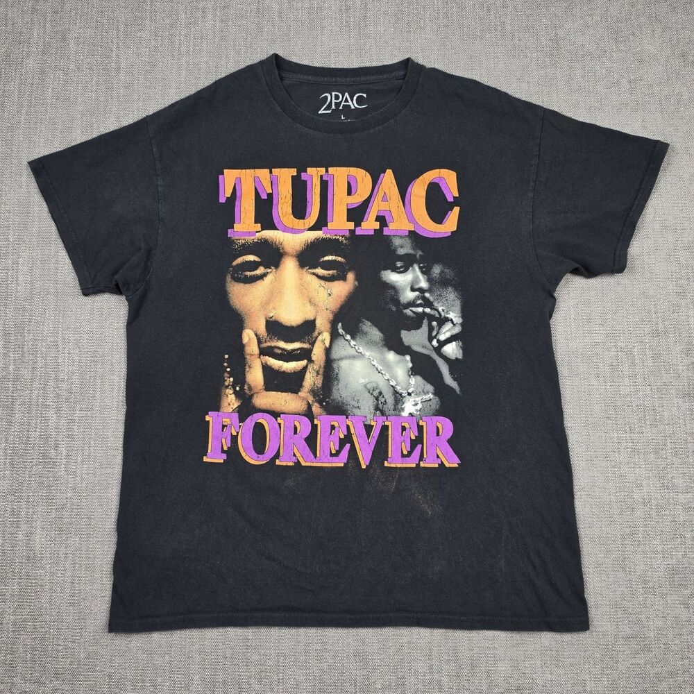 2Pac Tupac Forever Graphic T Shirt Men Large Black Vintage Style Rap Hip Hop Tee